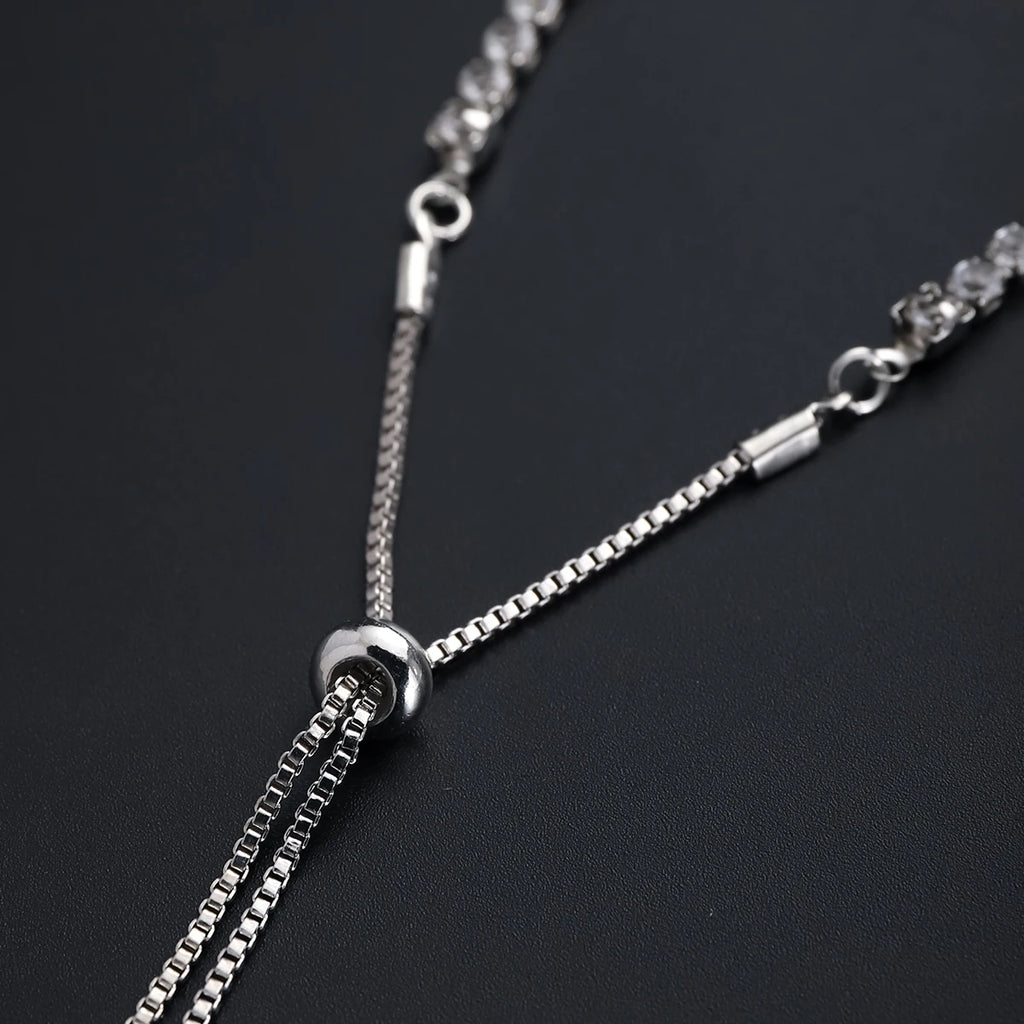 Feines Silberarmband Eleganter Zirkon-Tennis-Kristall-Kette für Damen Mode Edle Verlobung Hochzeit Glamour