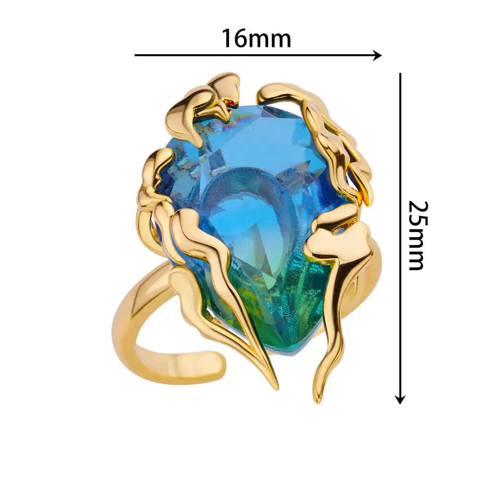 Anillos de gota de llama de circón para mujer, anillos ajustables de gota de agua de acero inoxidable, joyería de moda para fiesta de boda, regalo para mujer