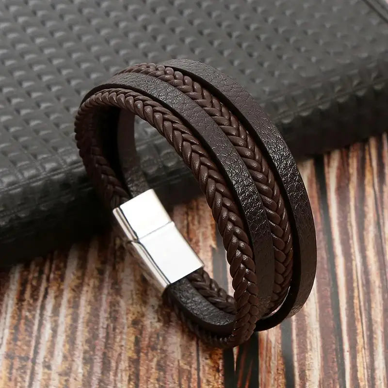 Klassisches Herren Lederarmband Neuer Stil Handgewebt Mehrschichtige Kombination Accessoire Mode Herrenschmuck Großhandel Dropshipping