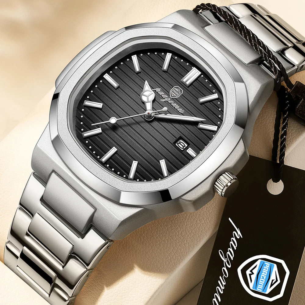 PAAZOMU Reloj de pulsera de lujo para hombre, impermeable, luminoso, cronógrafo, de acero inoxidable, para hombre, reloj de cuarzo, reloj hombre