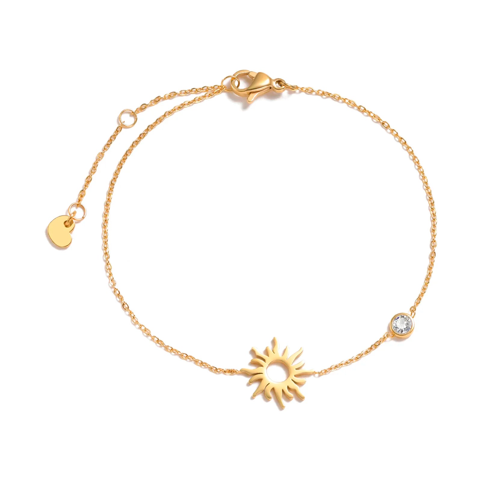 Geburtsstein Zirkonia dünnes Kettenarmband Kreuz Edelstahl Damen verstellbares geschichtetes Armband