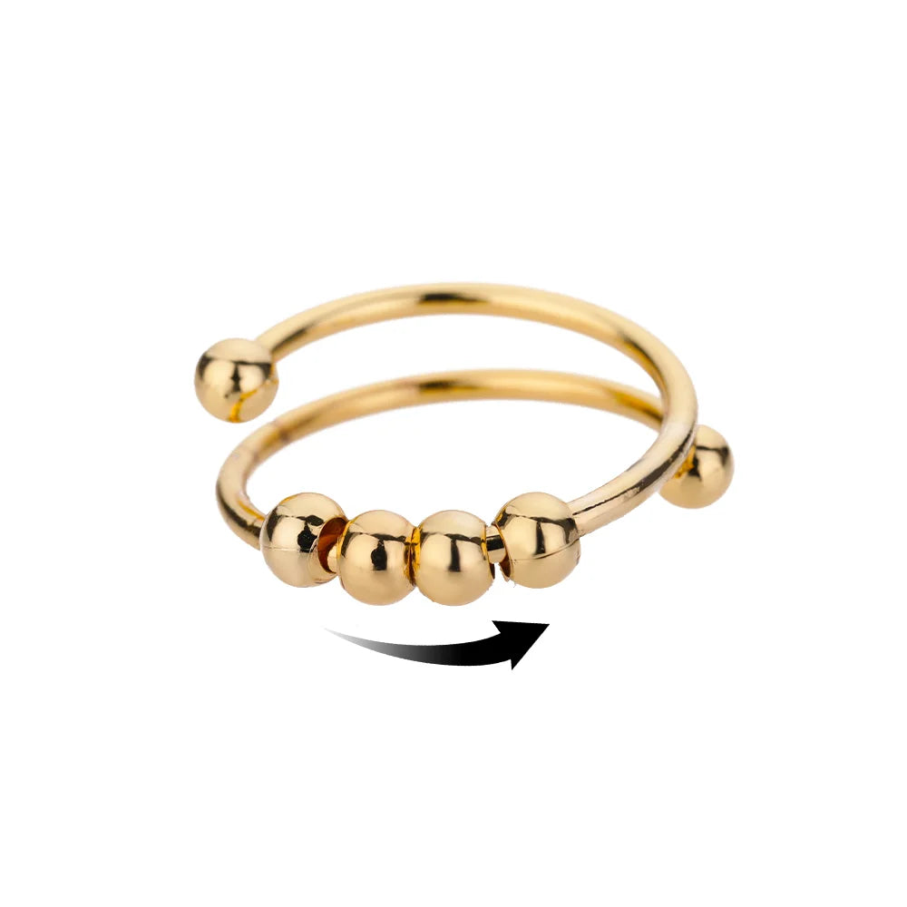 Anti-Stress Angst Fidget Ringe für Frauen Edelstahl Sonnenblume Sonne Stern Spinner Ring Weihnachtsgeschenke Dropshipping