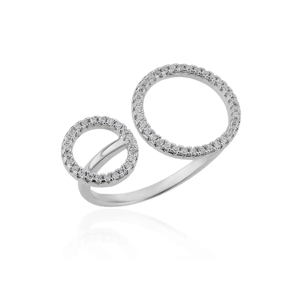Zirkon Doppelkreisringe für Frauen Edelstahl Verstellbarer geometrischer Kreisring Hochzeit Party Ästhetischer Schmuck Geschenk femme