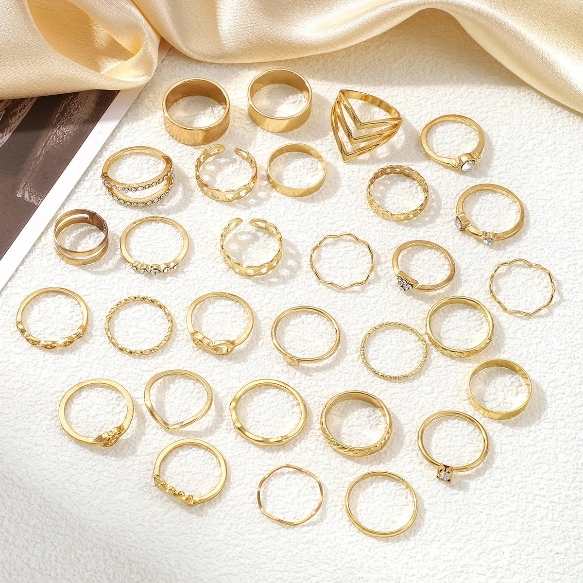 30-teiliges Fingerring-Set in Goldfarbe für Damen, böhmische geometrische Fingerringe, Mädchen, Hochzeit, Party, Schmuckgeschenk