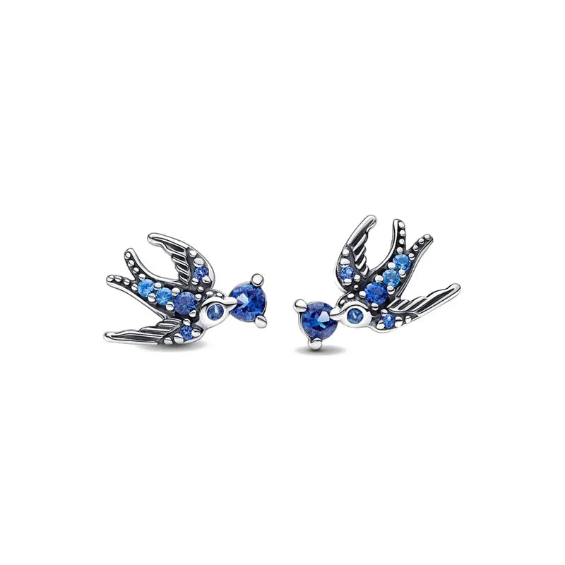 Weihnachtsgeschenk Bestseller 925er Silber blauer Stein Blumen Ohrstecker passend für Damen Festival Exquisiter Charm Schmuck Geschenke