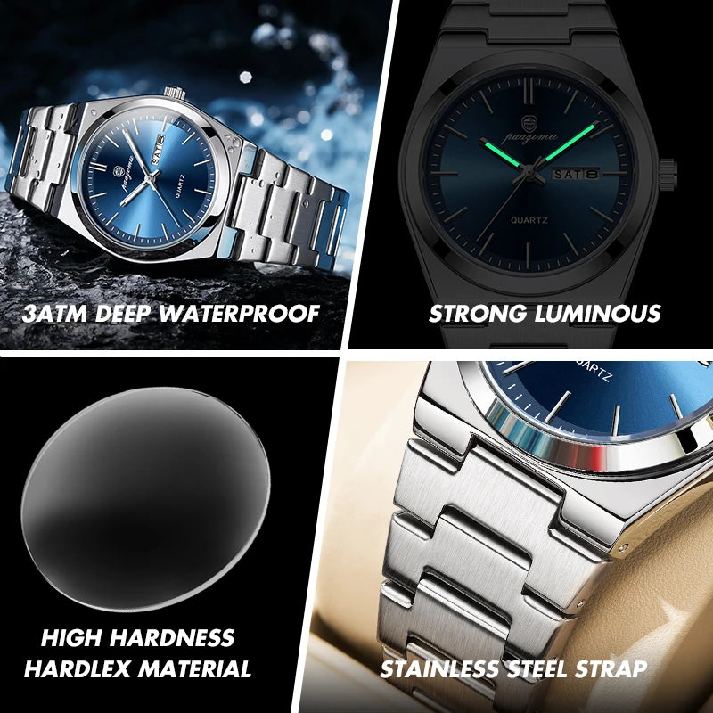 PAAZOMU Reloj de cuarzo ultrafino para hombres y mujeres, estilo minimalista, impermeable, luminoso, correa cómoda, regalo para la oficina diaria