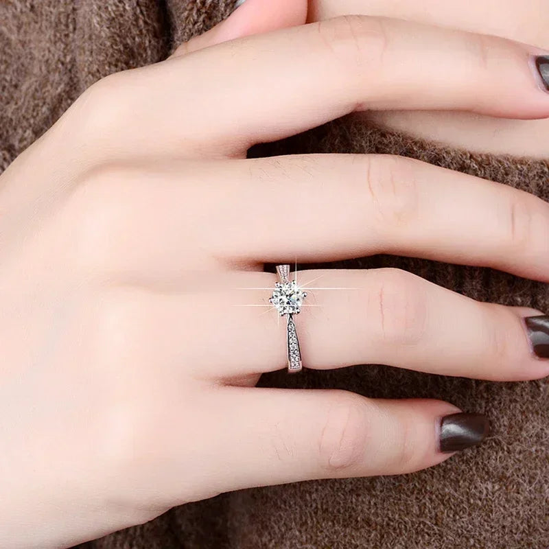 NeeTim Echter 3 Karat Moissanit-Verlobungsring für Damen, 925er Sterlingsilber, runder Brillant, Labor-Diamant-Verlobungsringe Geschenk