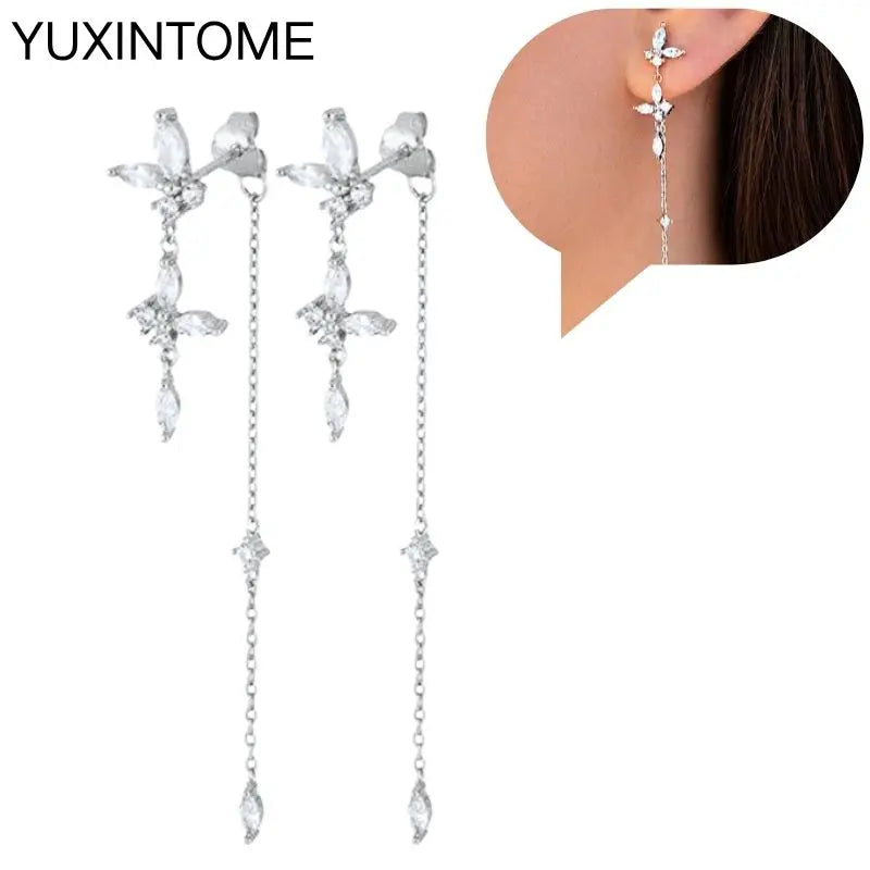 925 Sterling Silber Ohrnadel Mode Creolen Weiße Kristall Luxus Damen Silberohrringe Hochzeit Damenschmuck Geschenk