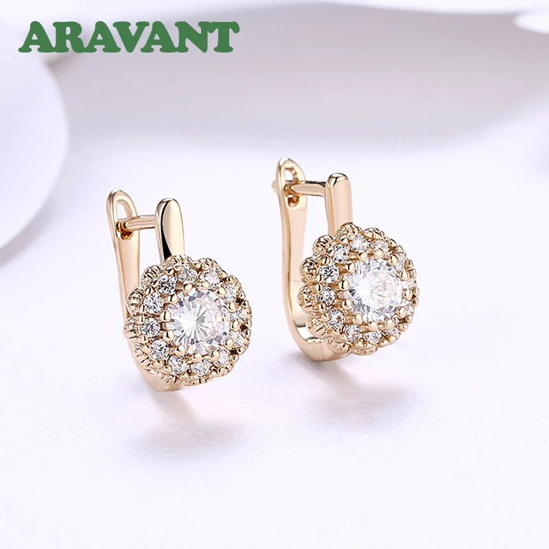 Aravant Pendientes Colgantes Flor de Plata 925 Bañados en Oro de 18K con Circonitas Cúbicas Para Mujer Joyería de Moda de Boda