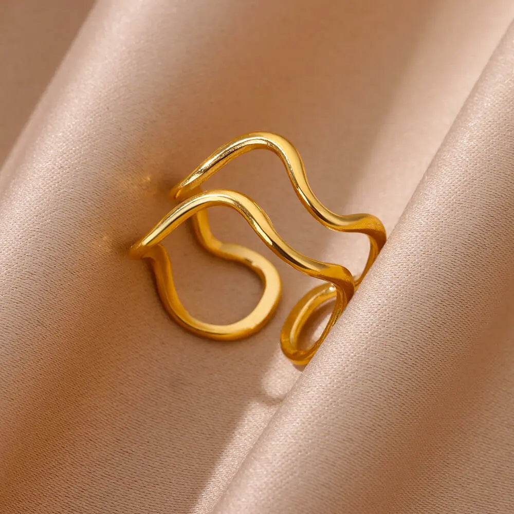 Minimalistische offene Ringe aus Edelstahl für Damen, goldfarben, Hochzeitsästhetik, Designer-Schmuck-Accessoires, BFF-Anillo