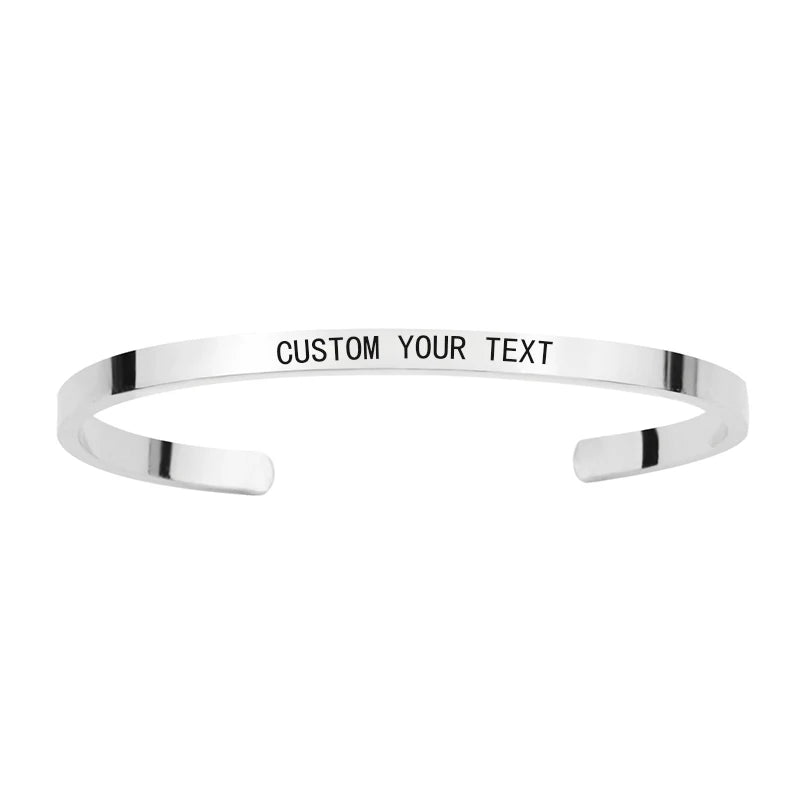 1 St. personalisiertes graviertes Armband aus Edelstahl mit Namen, individuellem Text, Buchstaben, Manschettenarmband für Damen und Herren