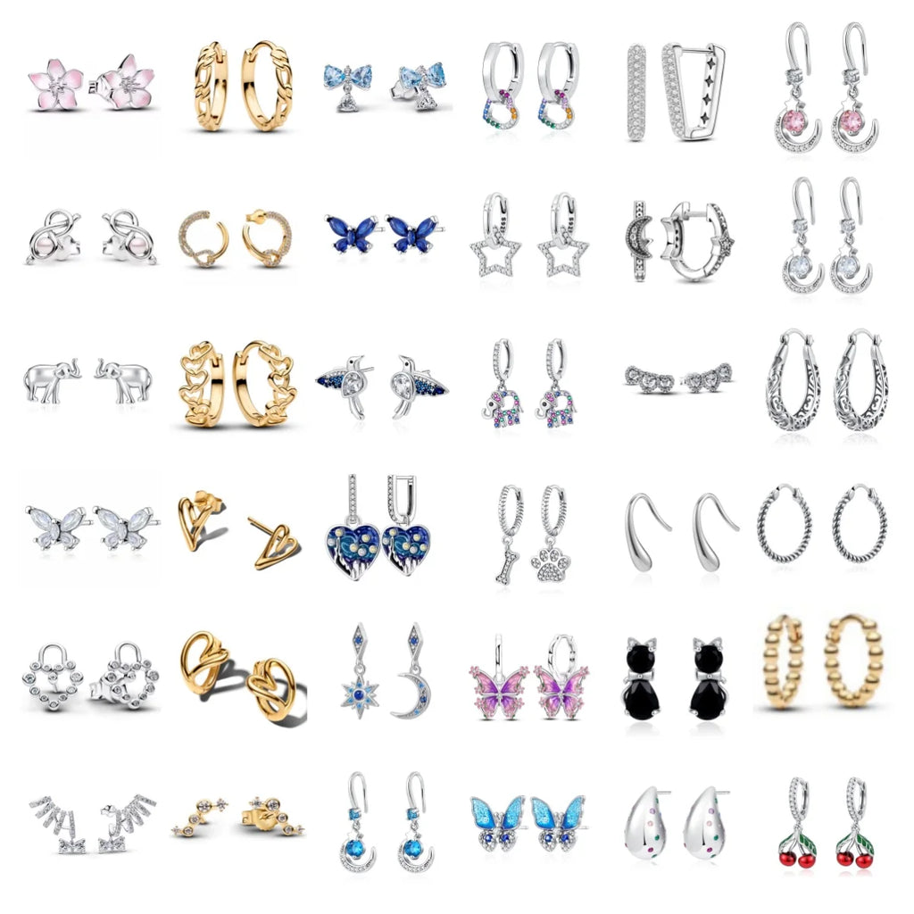 2026 Neue 925er Silber Elefant Kirschblüten Schmetterling Herz Ohrringe, eine zarte Wahl für Damenschmuck