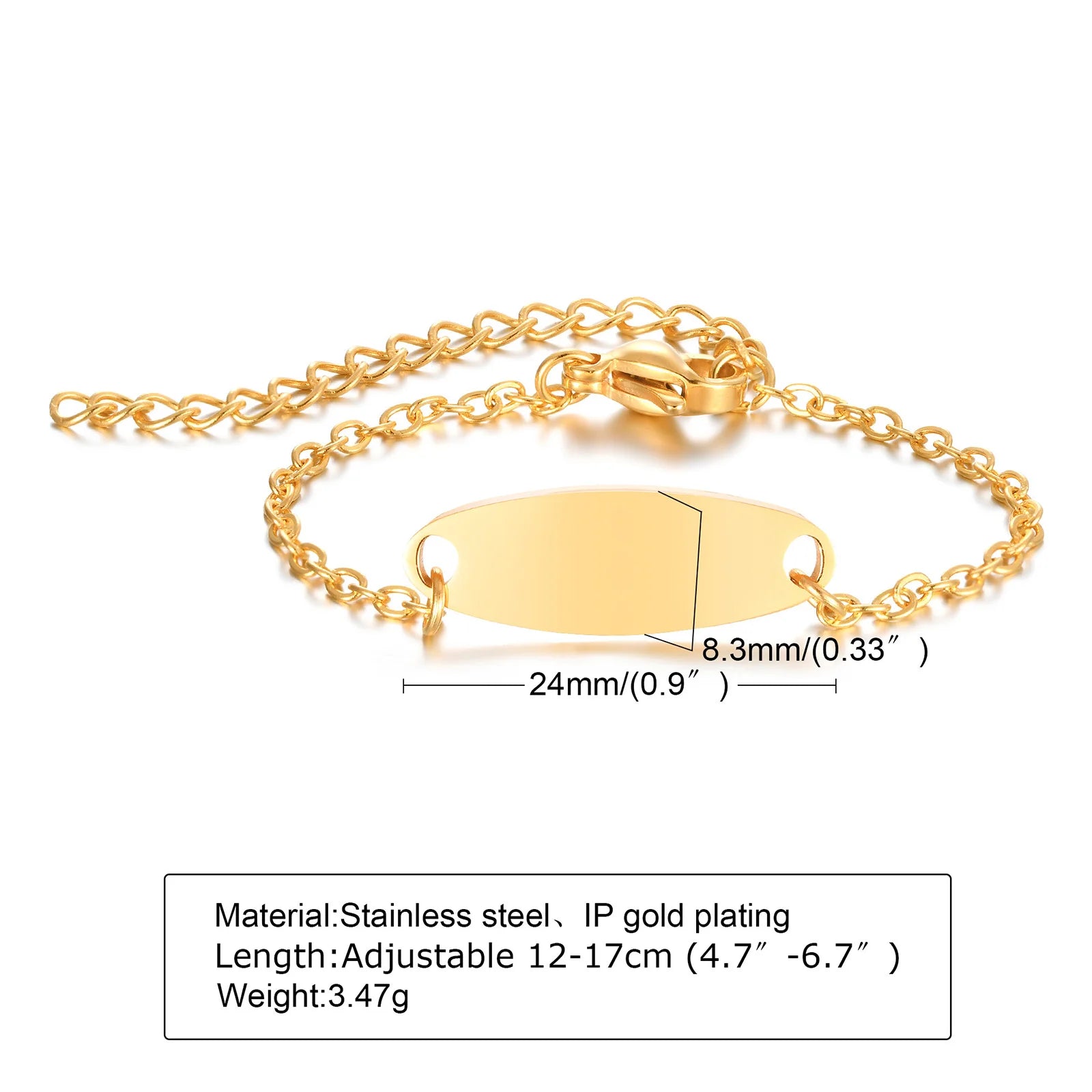 Individuelles personalisiertes Namens-ID-Armband für Mädchen und Jungen, Edelstahl-Gliederketten-Kronenarmband, nicht allergisch