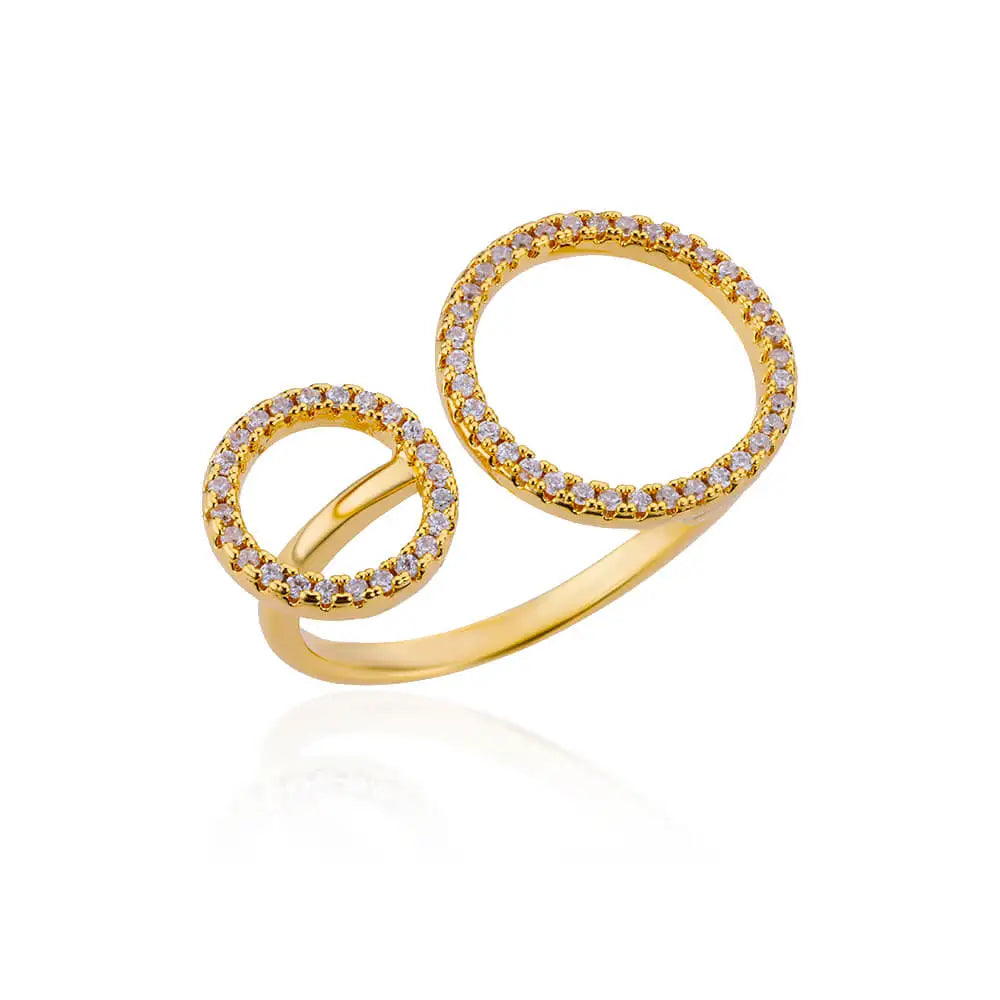 Zirkon Doppelkreisringe für Frauen Edelstahl Verstellbarer geometrischer Kreisring Hochzeit Party Ästhetischer Schmuck Geschenk femme