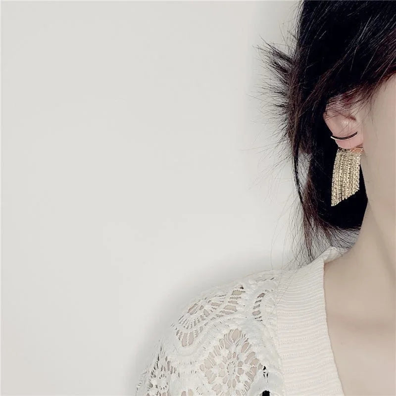 Fashion Statement Ohrringe Lange Statement Goldfarbene Bling Quastenohrringe Für Frauen Weibliche Hochzeit Täglich Anhänger Schmuck Geschenke
