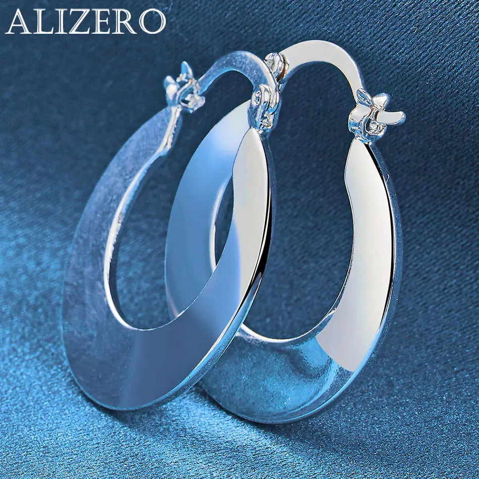 ALIZERO 925 Sterling Silber Ohrringe Einfache runde Kreolen Ohrringe für Frauen Mode Hochzeit Verlobung Charm Schmuck Geschenke