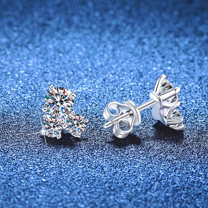 NeeTim Ohrstecker für Damen, 925er Sterlingsilber mit Weißgold-Beschichtung, alle D VVS1 Moissanit, Hochzeitsschmuck