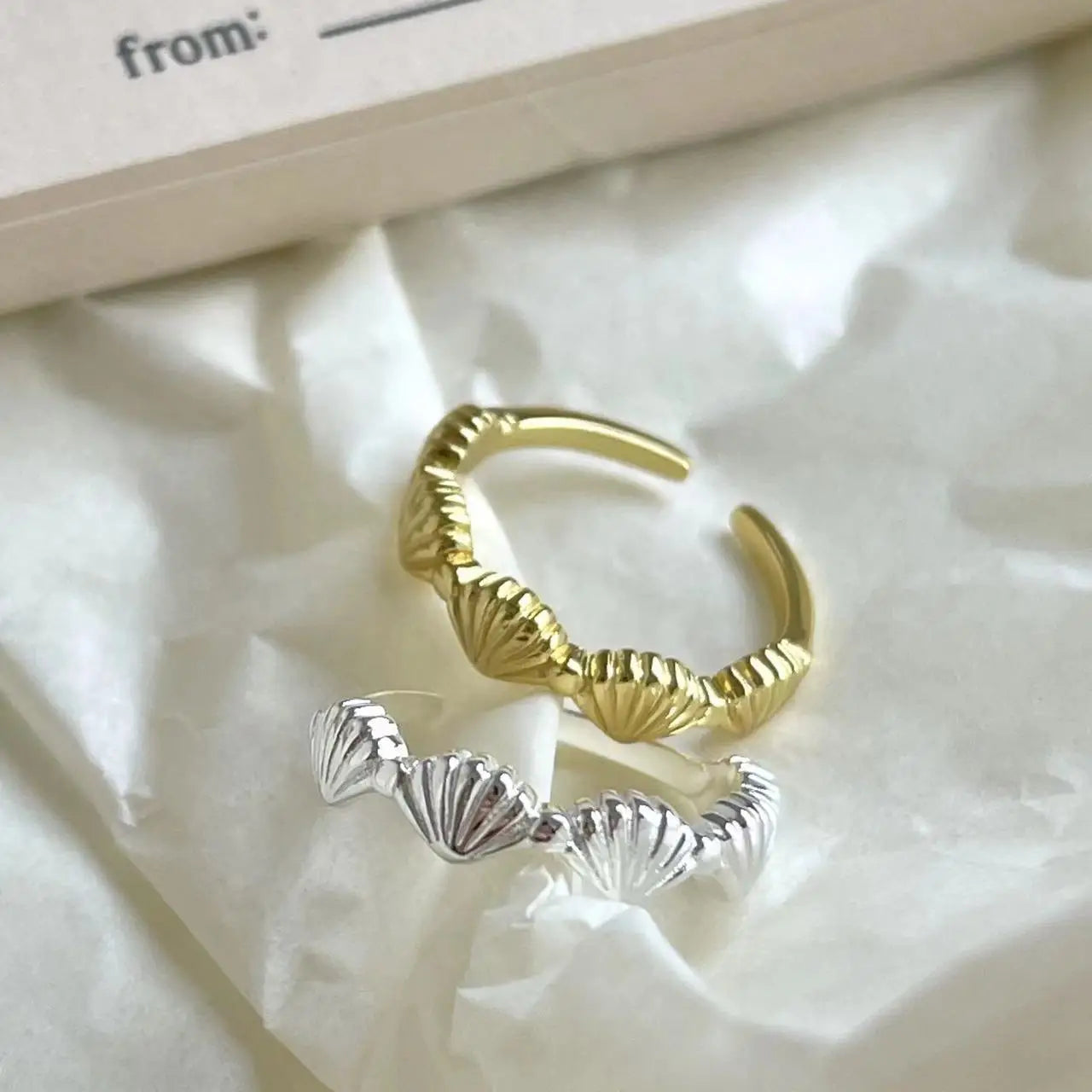 Moda 925 Plata de Ley Concha Anillos Ajustables Joyería de Lujo Para Mujeres Accesorios Al Por Mayor