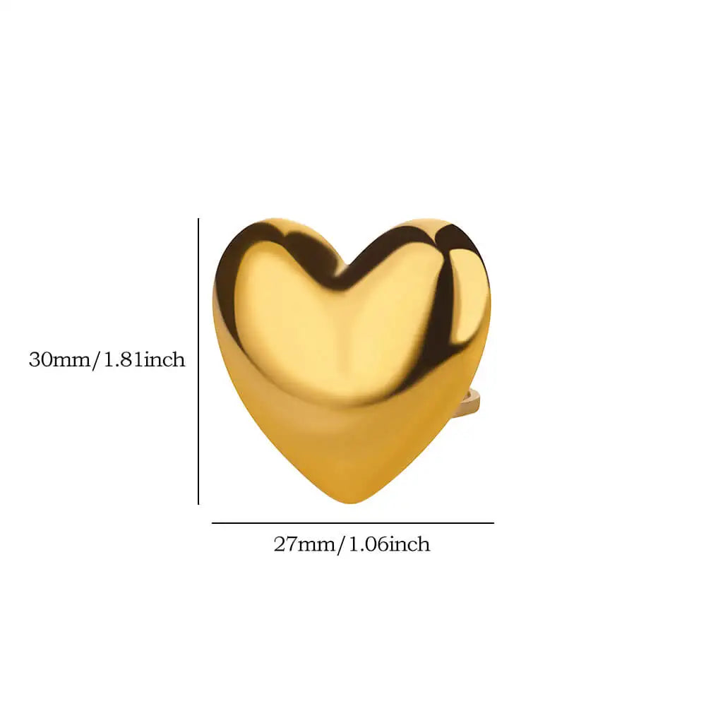 Große Herzringe für Frauen Klassischer Edelstahl Goldfarbener Fingerring Trend Band Paar Hochzeit Schmuck Accessoires anillos