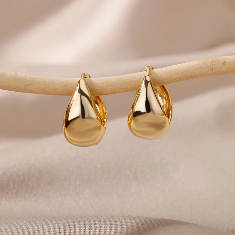 Creolen aus Zirkonia für Damen, Luxuriöse Kristall-Zirkon-Ohrringe in Goldfarben, aus Edelstahl, Schmuck, Hochzeitsfeier-Geschenk
