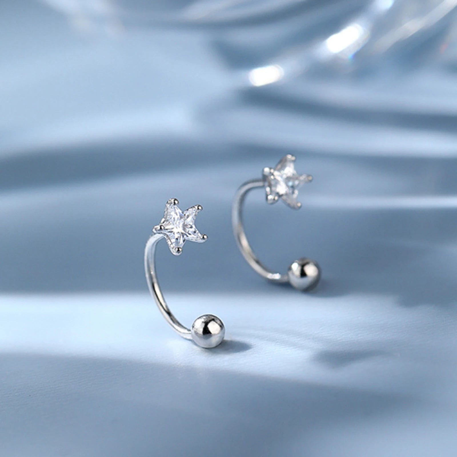 Pendientes de personalidad de plata 925 con destellos de estrella y cristales, pequeños y frescos, para mujer, nueva tendencia 2022