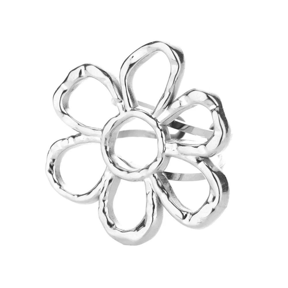 Edelstahl Übertrieben Große Blumenringe Für Frauen Gold Farbe Sonnenblume Fingerring Weiblich Mode Ästhetischer Schmuck Geschenk