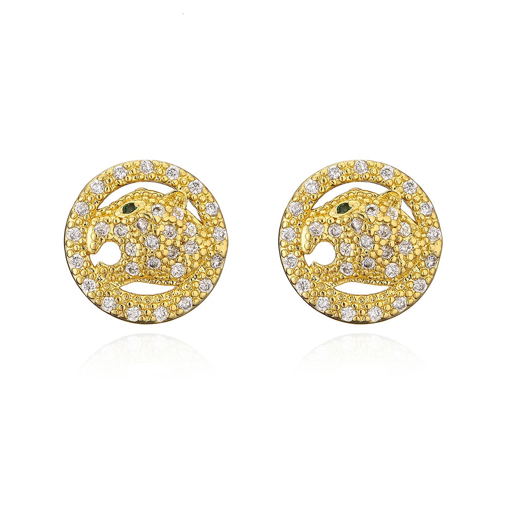 NEWBUY Mode Goldfarbe Tier Ohrhänger für Frauen Einzigartiges Design Leopard Ohrring Statement Damen Party Schmuck