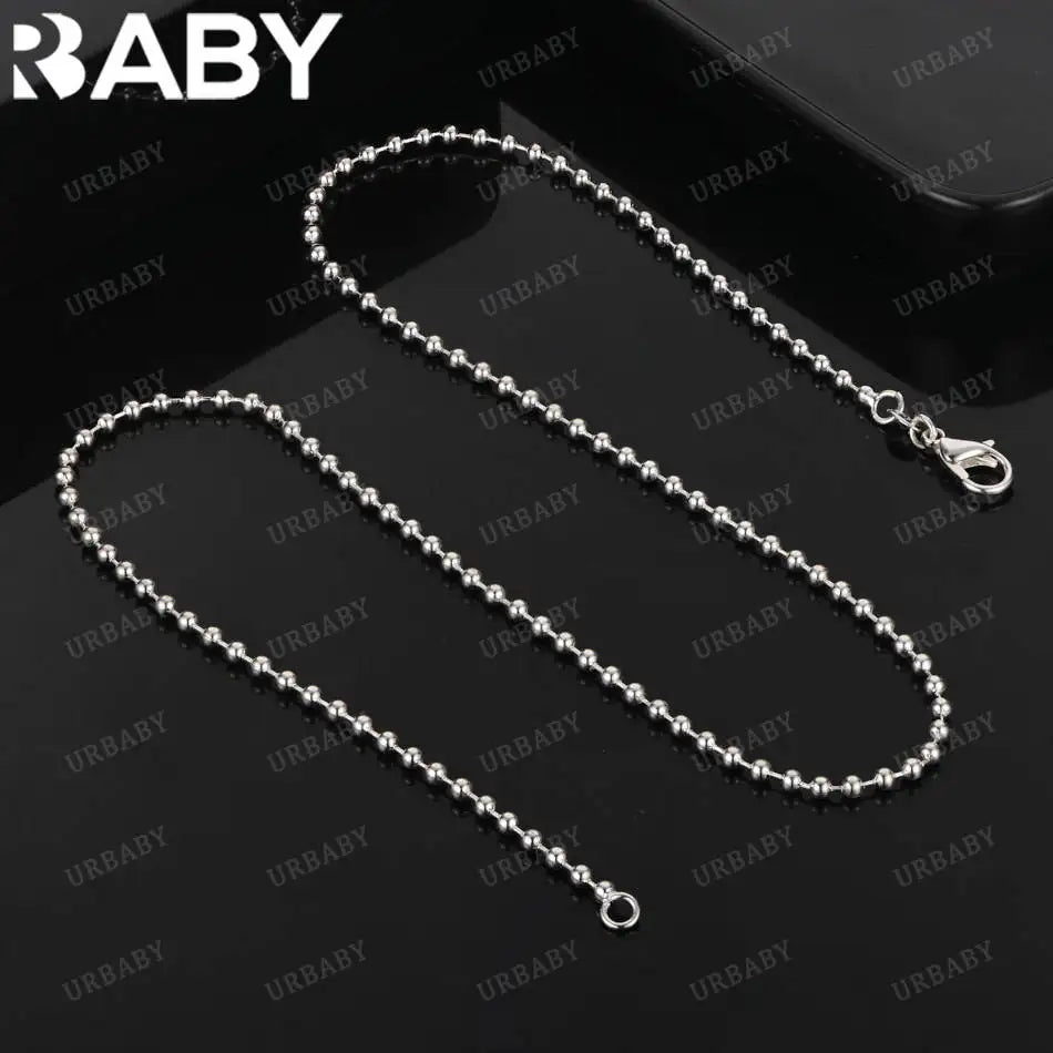 URBABY 925 Sterling Silver 40-75cm 2mm Beads Necklace For Women Anniversary Gift Popular Wild Fashion Romantic Jewelry