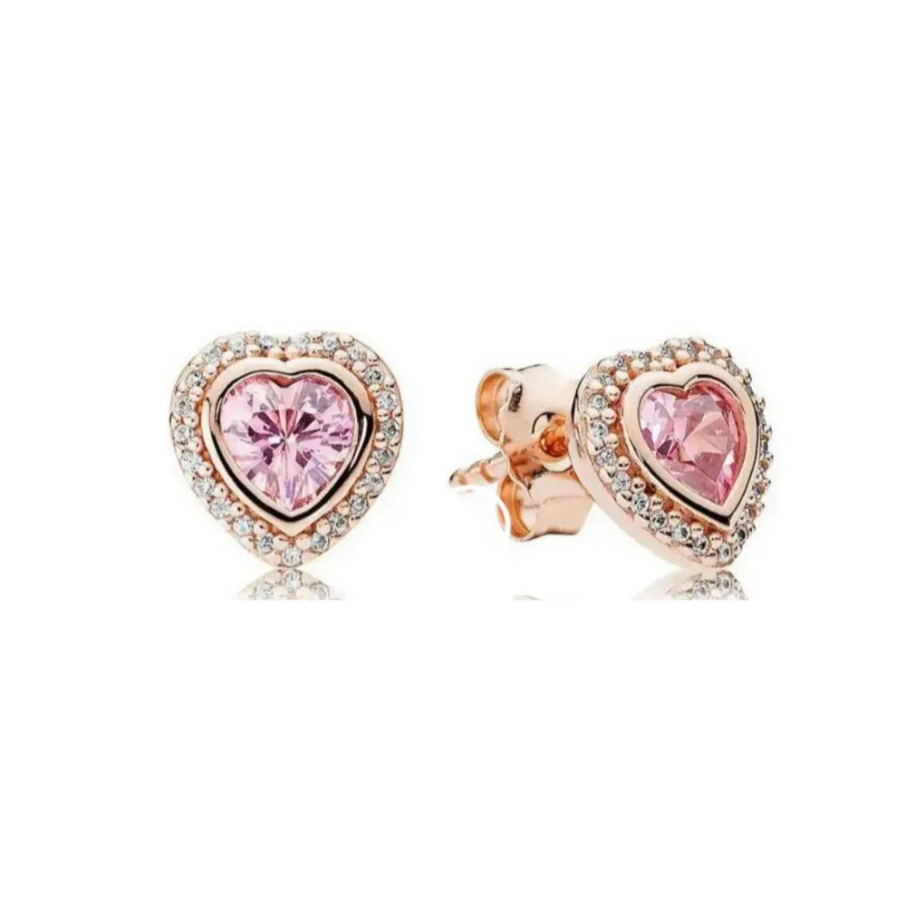 Roségoldfarbene 925er Sterling Silber Blumenohrstecker, Passend für Frauen Festival Weihnachtsgeschenke Charm Schmuck