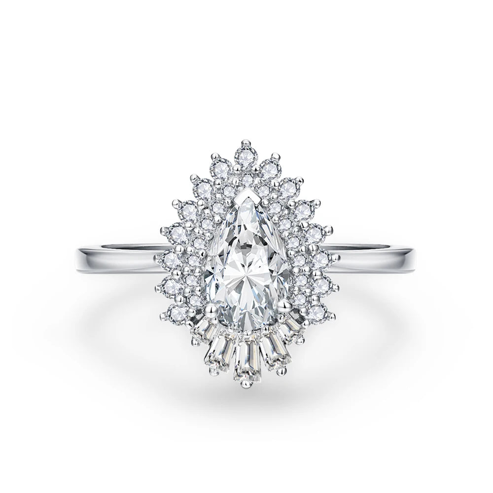 MINTYBOX Birnenform S925 Silber D VVS1 Moissanit Diamantringe für Damen 18K VERGOLDET Verlobung Feiner Schmuck Zertifiziert