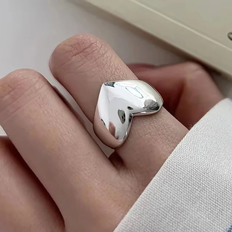 Anillo Nudo Cadena Plata de Ley 925 para Mujer, Anillo Ancho de Diseño Geométrico Rock Punk, Regalo de Joyería, Venta al por Mayor y Dropshipping