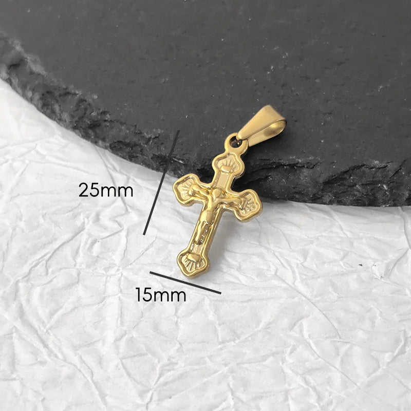Colgante Sin Deslustre Cruz de Ángel Corazón de Acero Inoxidable Chapado en Oro Vintage para Mujer, Fabricación de Joyas para Collares