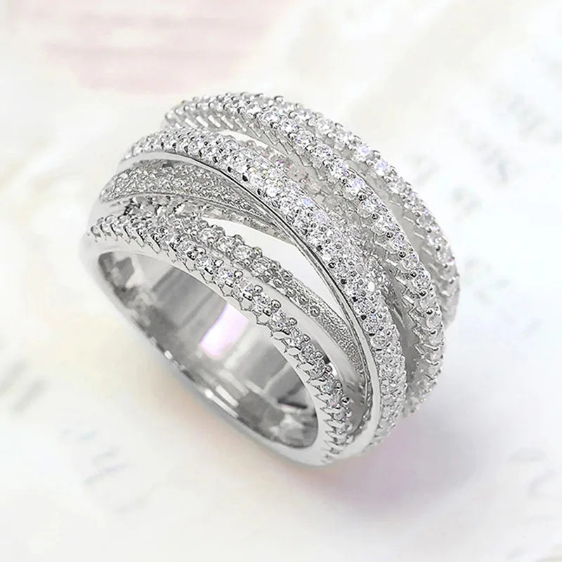 925er Sterling Silber Klassischer Vintage Wickel-Zirkon-Ring für Damen, Party, Luxus, Mode, Hochwertiger Edelschmuck, Bestseller