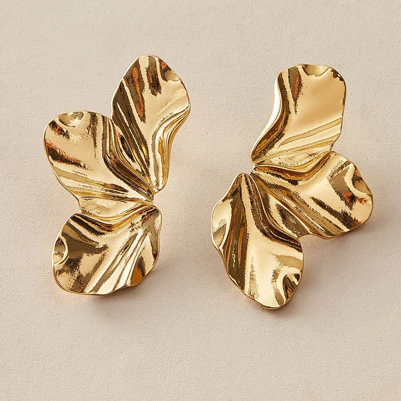 Obega geometrische fuchsiafarbene Steinohrringe, warmgoldfarben, blumenförmig, Damenohrstecker, Party, Strand, Schmuck für Mädchen