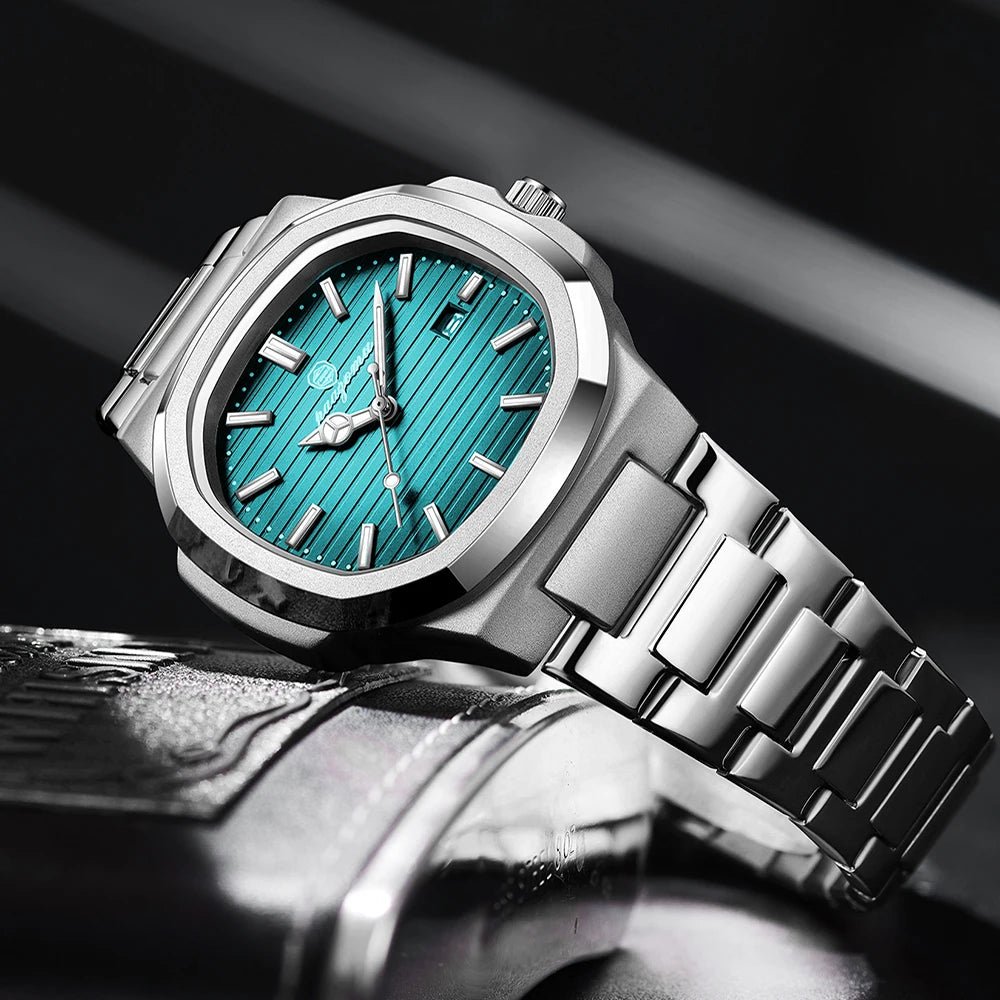 PAAZOMU Top Marca de Lujo Hombre Reloj Deportivo Impermeable Luminoso Fecha Hombre Reloj de Pulsera Cuadrado Dial Cuarzo Hombre Relojes Alta Calidad