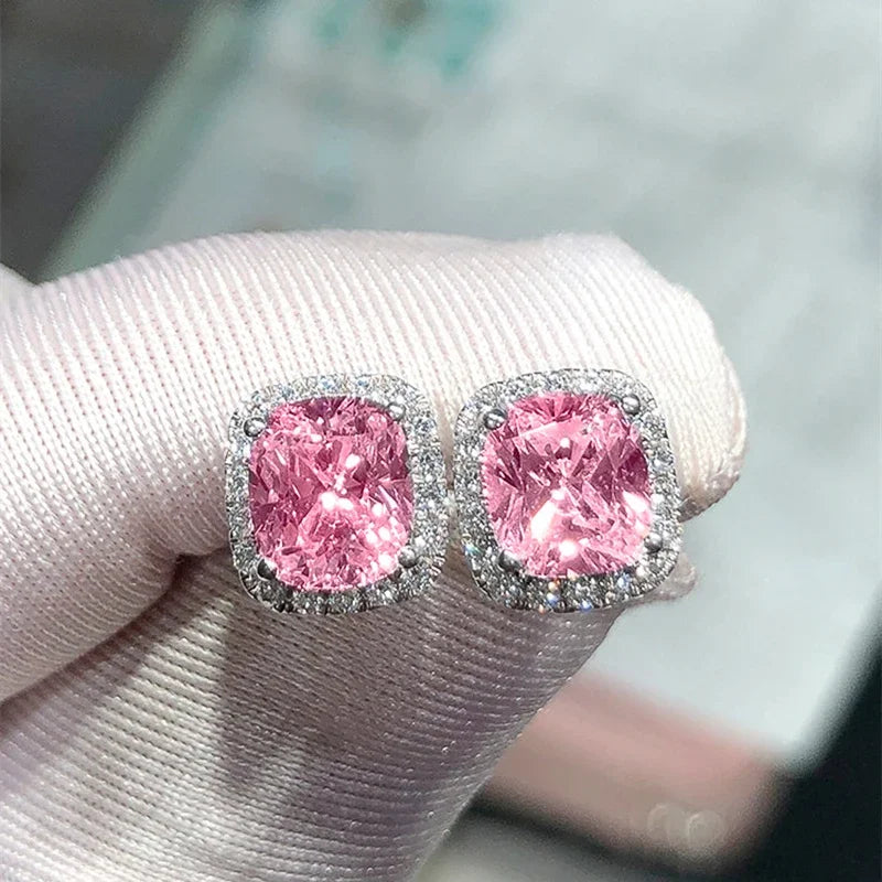 Neue Hellweiß/Gelb/Pink CZ Ohrstecker für Damen, modischer, schlichter Schmuck, hochwertige Hochzeit, Verlobung