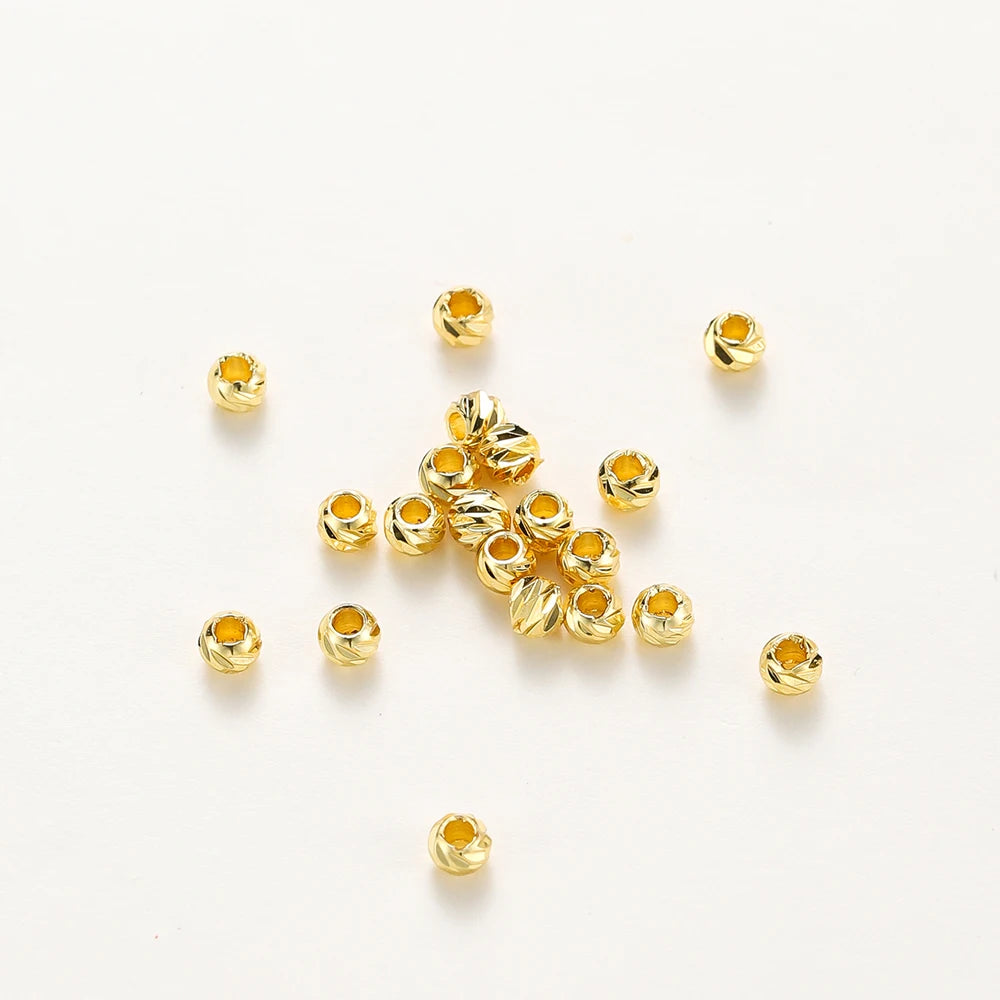 20 Stück/Lot 14K 18K Gold Runde lose Perlen Armband Halskette Spacer Messingperlen für DIY Ohrringherstellung Zubehör Großhandel Erkenntnisse
