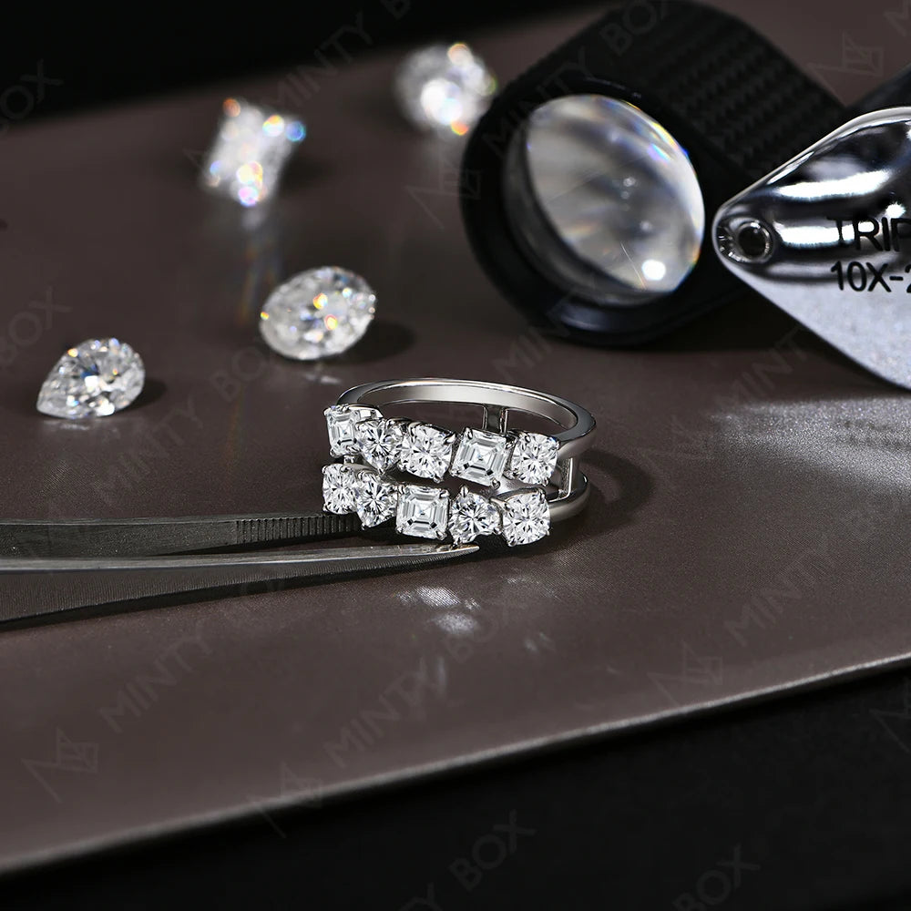 MINTYBOX 3.5 Karat Moissanit Ehering mit Labor-Diamant S925 Sterling Silber Verlobungsringe für Damen Edler Schmuck Geschenk