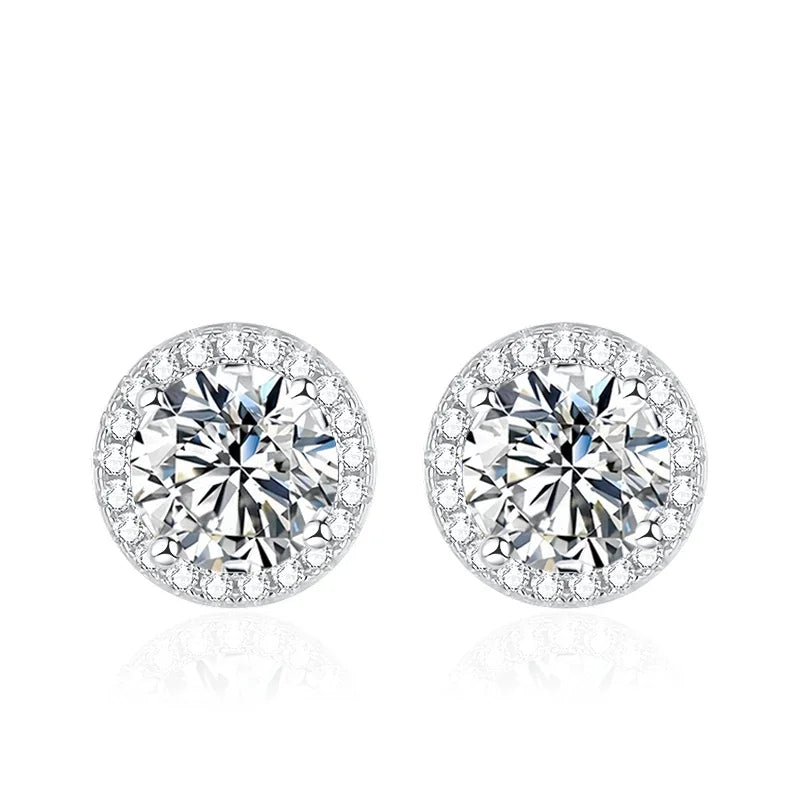 NeeTim Pendientes de Moissanita 0.5-2CT para Mujer, Brillantes, de Laboratorio, de Plata de Ley S925, Joyas Certificadas para Bodas y Fiestas