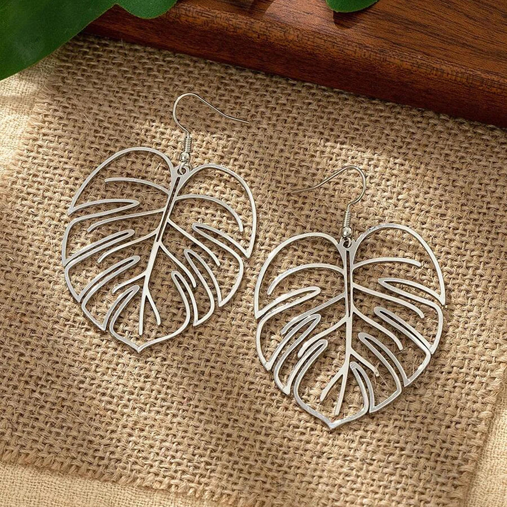 DOTIFI Edelstahl Böhmische Hohle Überzogene Blätter Baumeln Tropfen Ohrringe für Frauen Damen Geometrischer Weiblicher Schmuck