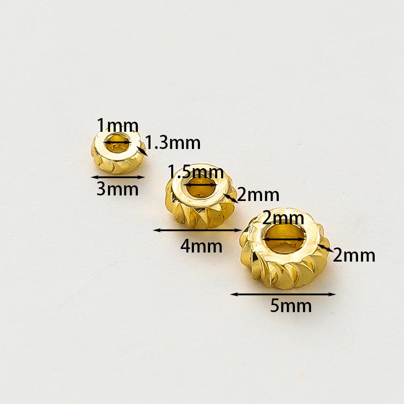 50 Stücke/Charge 14K 18K Gold Farbe Ausgefallene Rad Metall Runde Perlen Halskette Armband Lose Spacer Perlen für Schmuckherstellung Erkenntnisse