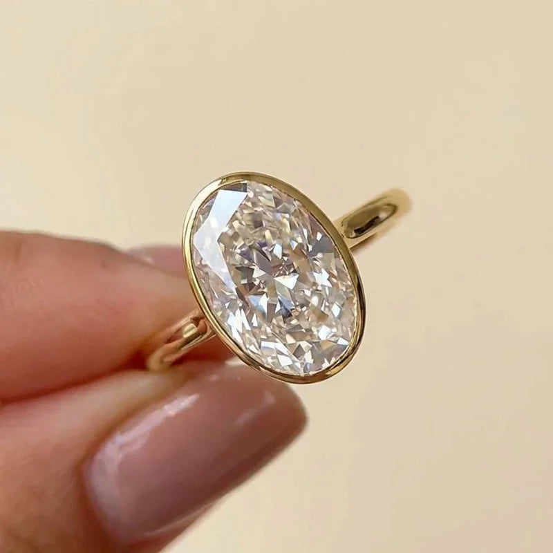 Anillos de Óvalo Simples y Modernos de Plata de Ley 925 con Zirconia para Mujer, Compromiso, Boda, Joyería de Lujo de Alta Calidad, Ventas Calientes