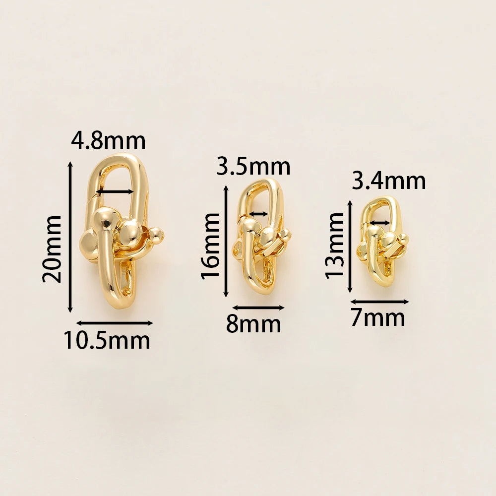 2 Stück/Packung 14/18K Vergoldete Federverschlüsse Messing U-Form Karabinerverschluss Verbinder für DIY Schmuck Armband Herstellung Zubehör
