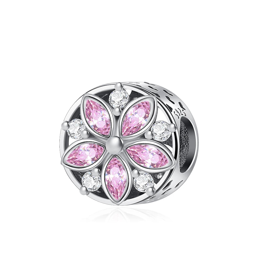 2026 Frühlings-Pink-Serie Ballon Schmetterling Blumen-Anhänger passend für S925 Europäische 925 Sterling Silber Armband Armreifen Halskette