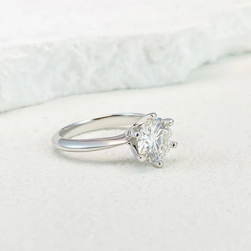 NeeTim 0,5-5ct Moissanit Ring für Frauen 925 Sterling Silber mit Weißgold überzogen Labor-Diamant Verlobung Ehering Schmuck