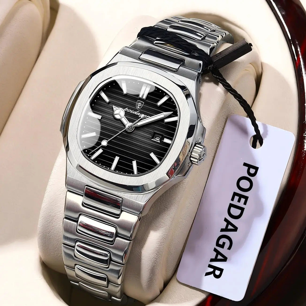 POEDAGAR Elegantes relojes de cuarzo para mujer, impermeables, luminosos, con fecha, reloj de pulsera para mujer, reloj de moda de acero inoxidable para mujer, Reloj