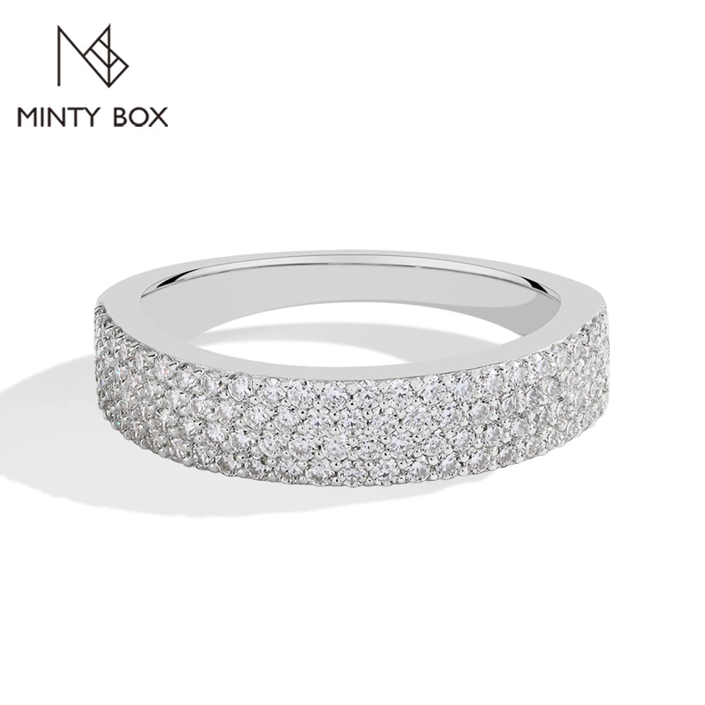 MINTYBOX Moissanit Ehering S925 Sterlingsilber Ring für Damen Labordiamant Stapelringe Verlobung Edler Schmuck Geschenk