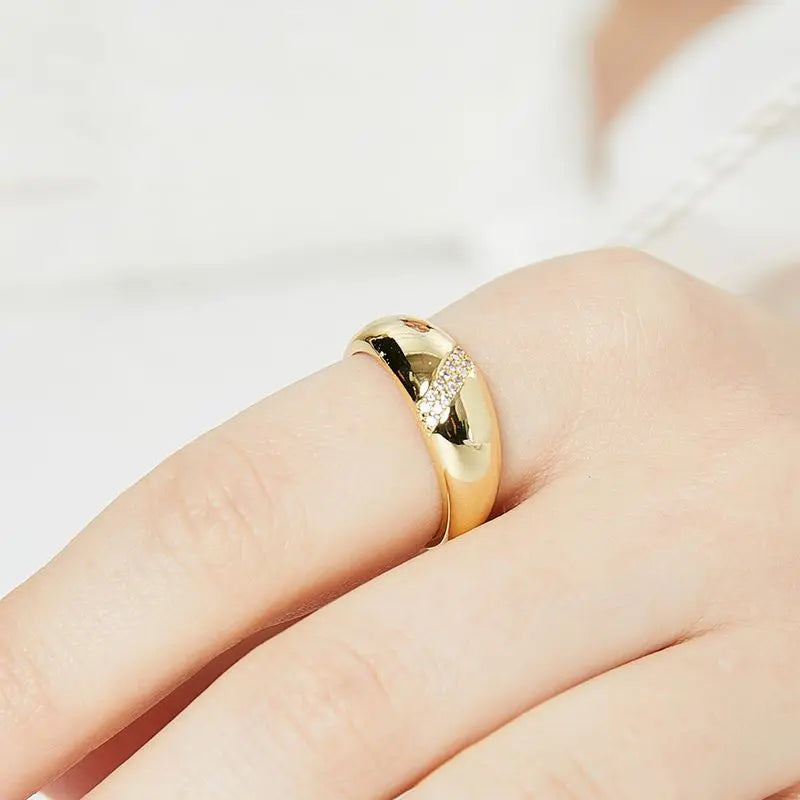 Anillo de Plata de Ley 925 en Color Oro de Gran Venta, Anillo Clásico Sencillo de Moda para Mujer, Anillo de Boda para Parejas, Joyería para Fiesta de Compromiso