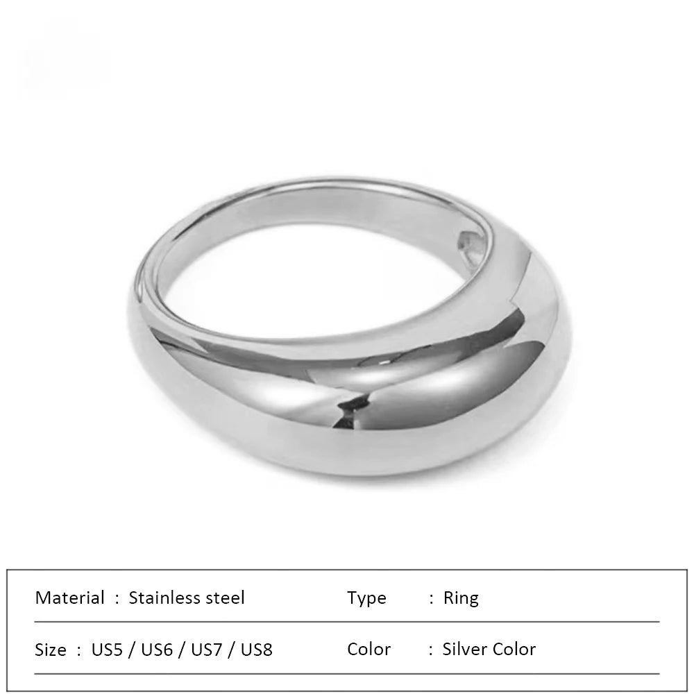 Einfacher Edelstahl Damenring Glänzend Gebogen Goldfarbe Französischer Punk Party Schmuck für Frauen Großhandel Dropshipping