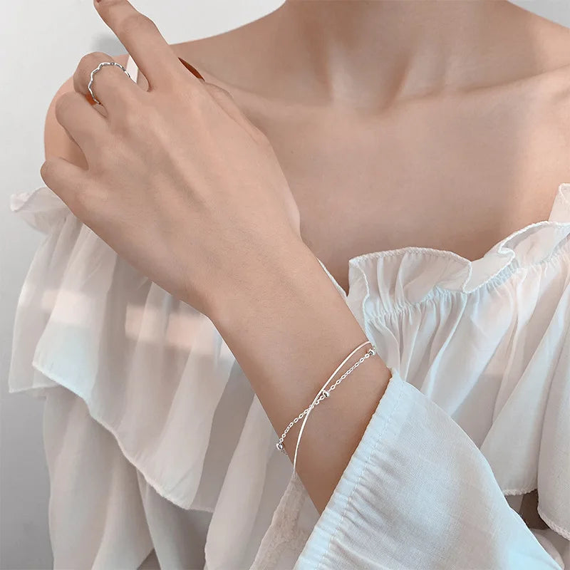 925 Sterling Silber Kugelarmband Damen Doppellagige Schlangenkette Top Qualität Schmuck Hochzeitsaccessoires